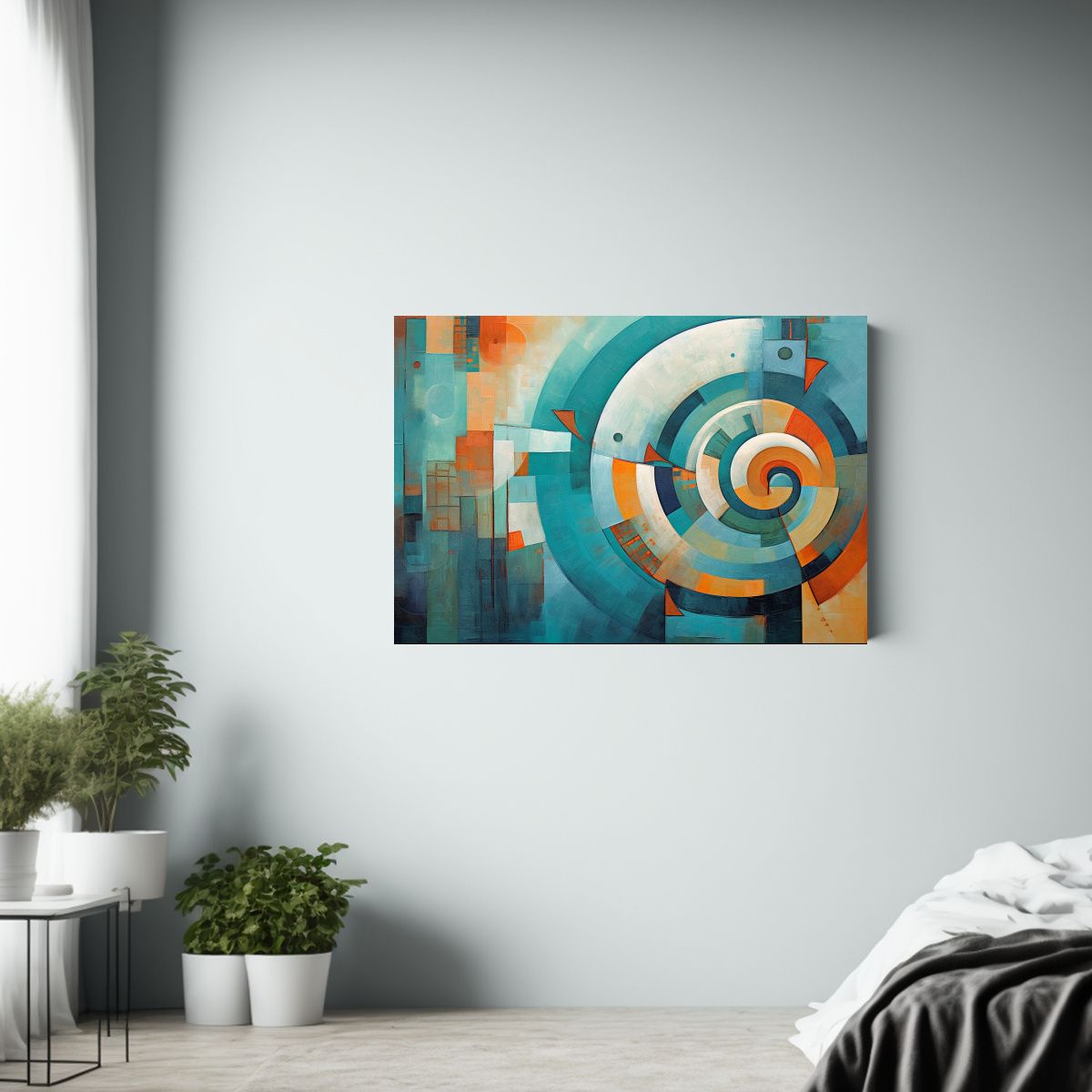 GENERICO - Cuadro Con Figuras Coloridas Y Cuadrados Azules En Lienzo El 120x80cm