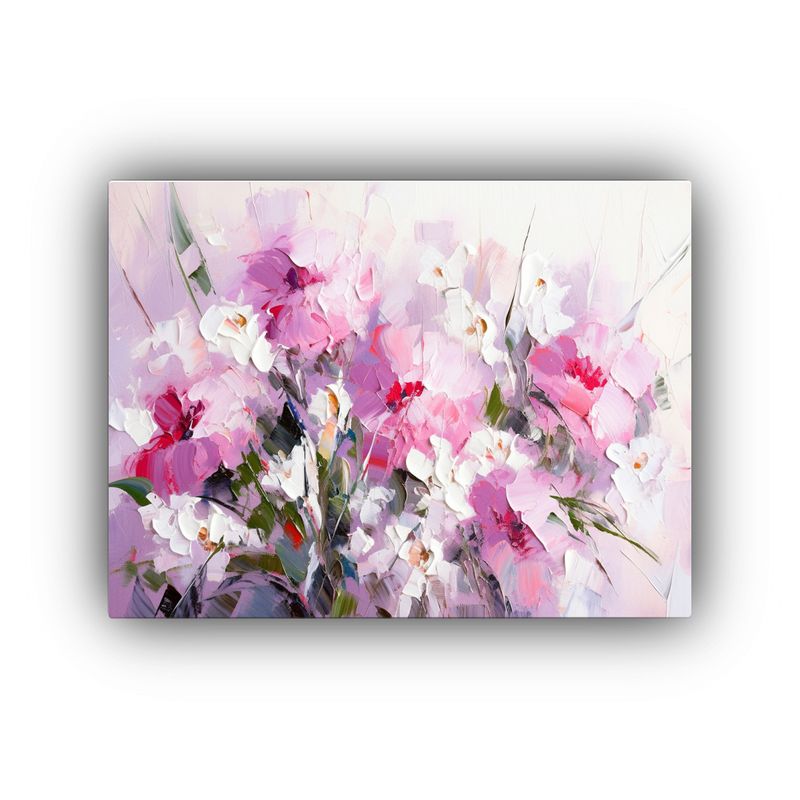 GENERICO - Pintura De Flores Blancas Y Magentas En Lienzo Para Decoraci 120x80cm