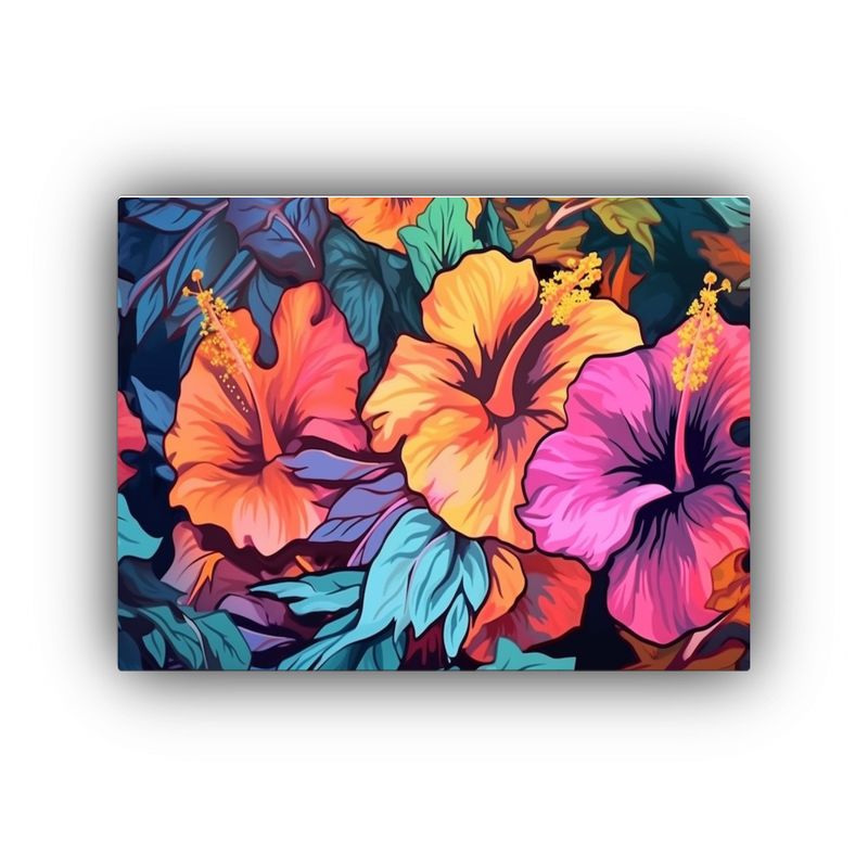 GENERICO - Pinturas Decorativas De Hibiscos Vibrantes En Estilo De Arte 120x80cm