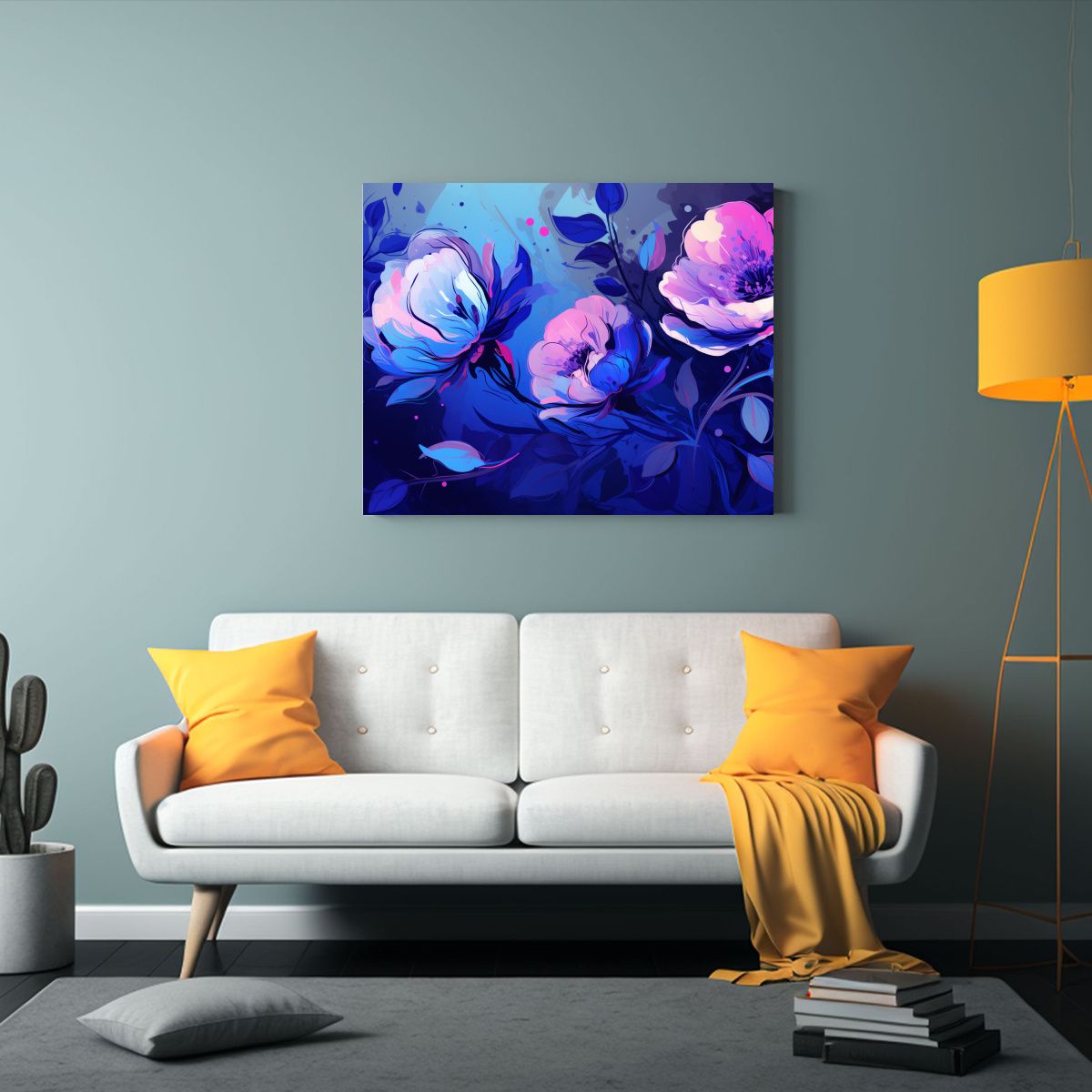 GENERICO - Cuadros Decorativos Estilo Neonoir Imagen Figuras Moradas Y 120x80cm