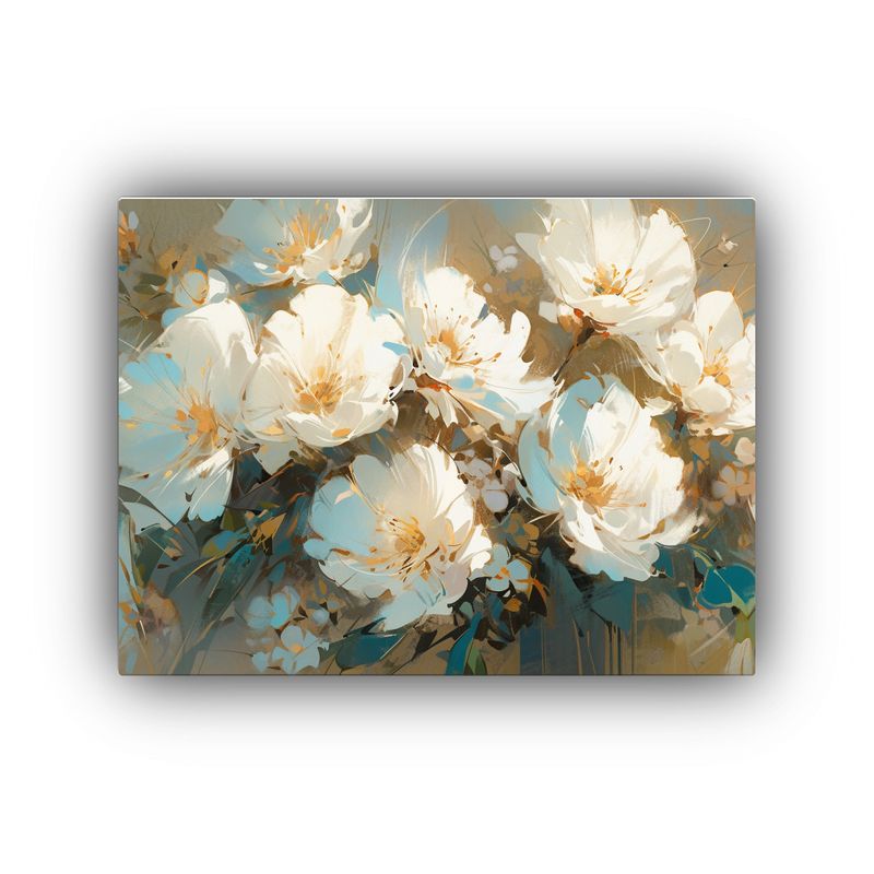 GENERICO - Pintura De Flores En Turquesa Y Oro Sobre Lienzo En Decoraci 120x80cm