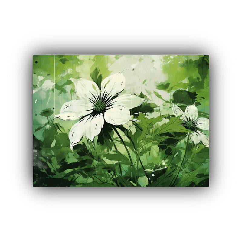 GENERICO - Pinturas Decorativas En Lienzo Floral Verde Y Blanco Con Atm 120x80cm