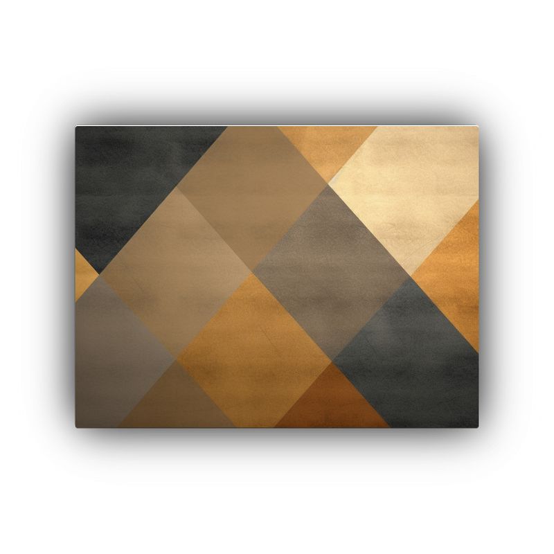 GENERICO - Pintura De Pared Geométrica En Oro Y Beige Para Decoración 120x80cm