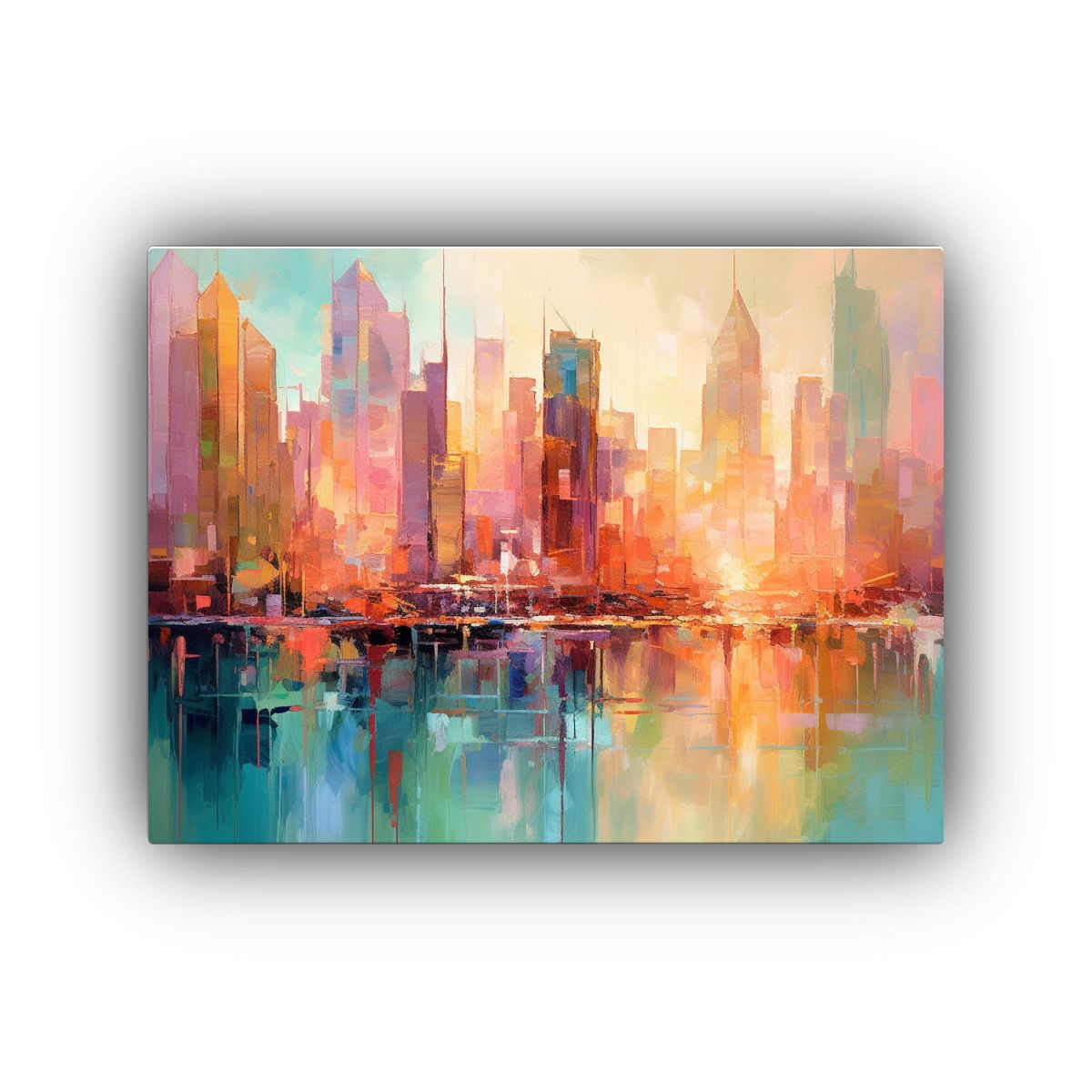 GENERICO - Pintura Abstracta De Paisaje Urbano Estilo Arte Calidos 120x80cm