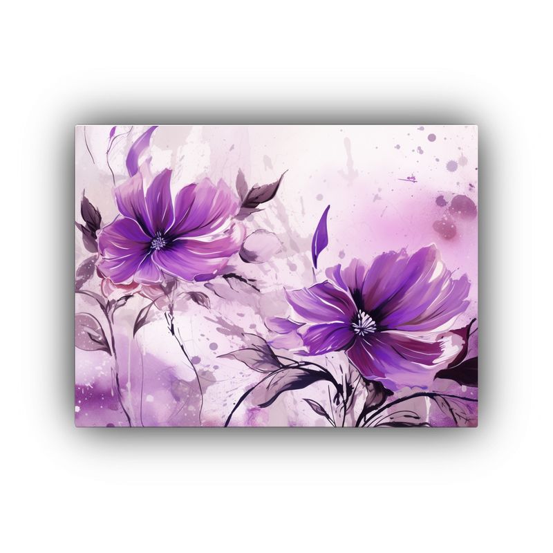 GENERICO - Cuadro Decorativo Lienzo Patrón Púrpura Y Blanco Estilo Ne 120x80cm