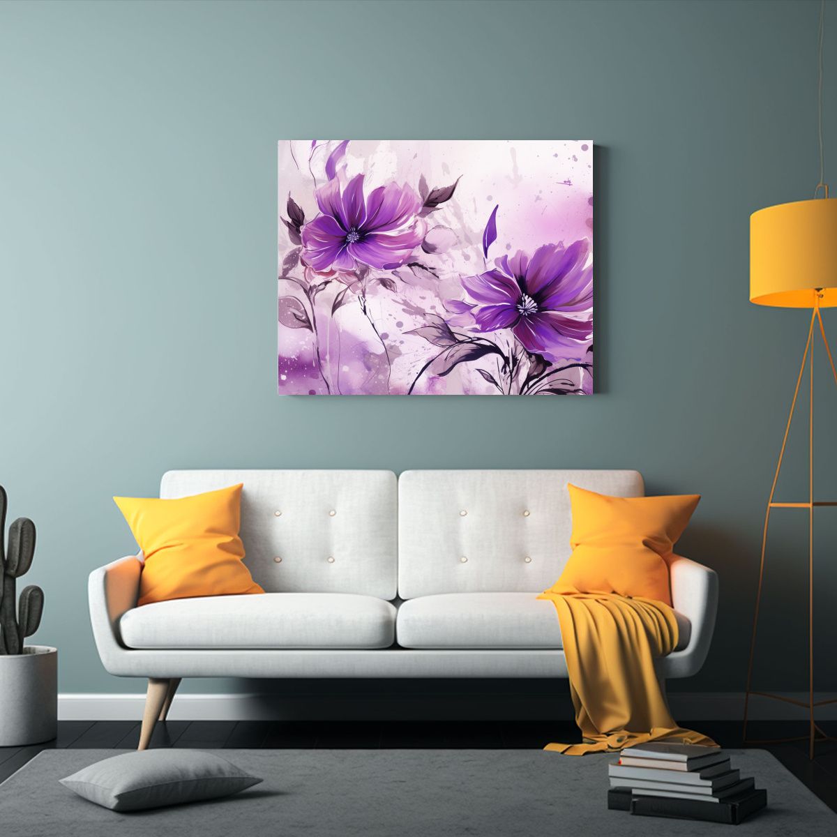 GENERICO - Cuadro Decorativo Lienzo Patrón Púrpura Y Blanco Estilo Ne 120x80cm