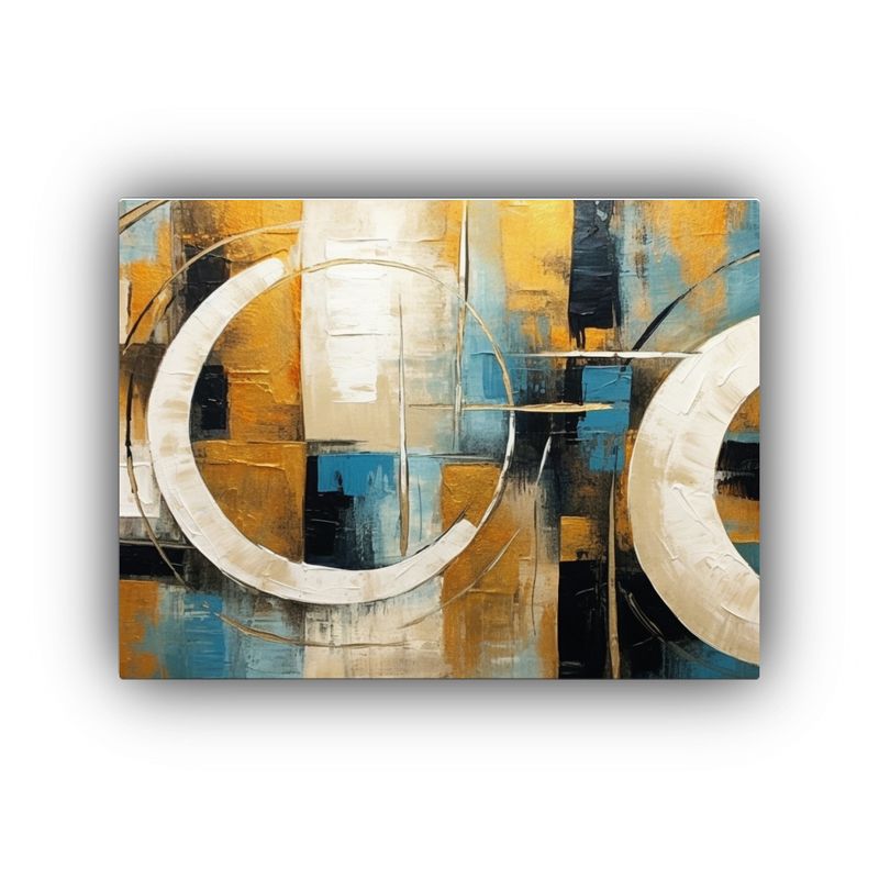 GENERICO - Pinturas Decorativas Modernas En Azul Blanco Y Oro Para Hog 120x80cm