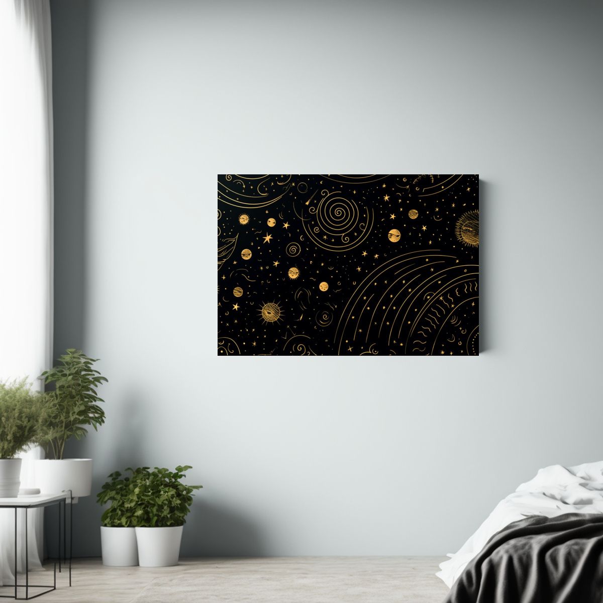 GENERICO - Patrón Celestial En Relieve Decoración Dorada Sobre Fondo 120x80cm