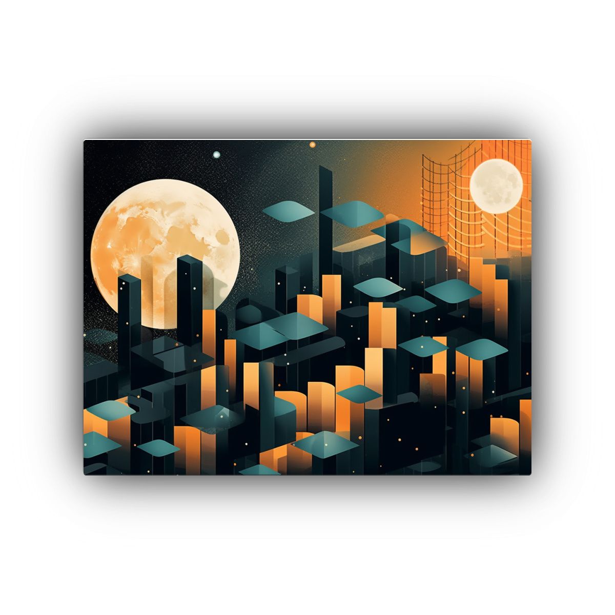 GENERICO - Cuadro Decorativo Moderno Noche Amarilla Lunar En Lienzo 120x80cm