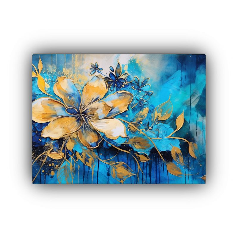 GENERICO - Pintura Movimiento Adorable Oro Y Azul Neonoir Estilo Deco 120x80cm