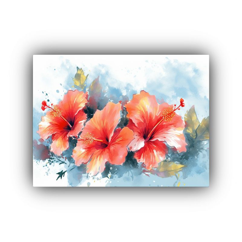 GENERICO - Pintura De Lienzo Moderno Estilo Acuarela Hibisco Soleado  120x80cm
