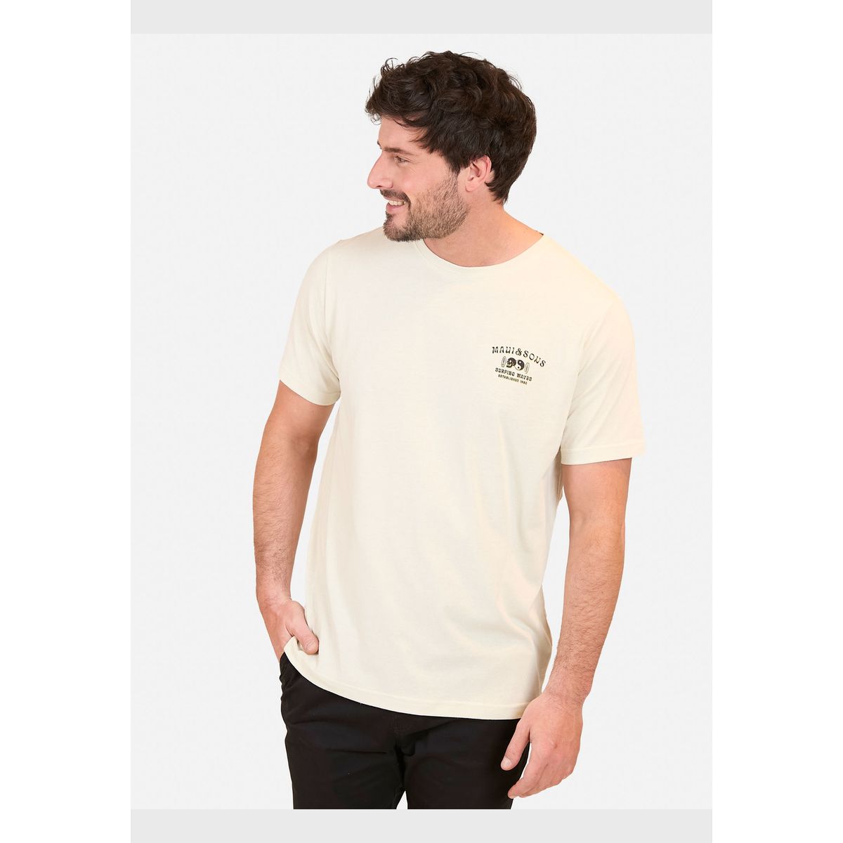 MAUI AND SONS - Polera MC Surfing Waves Tees Beige Hombre Maui And Sons_.