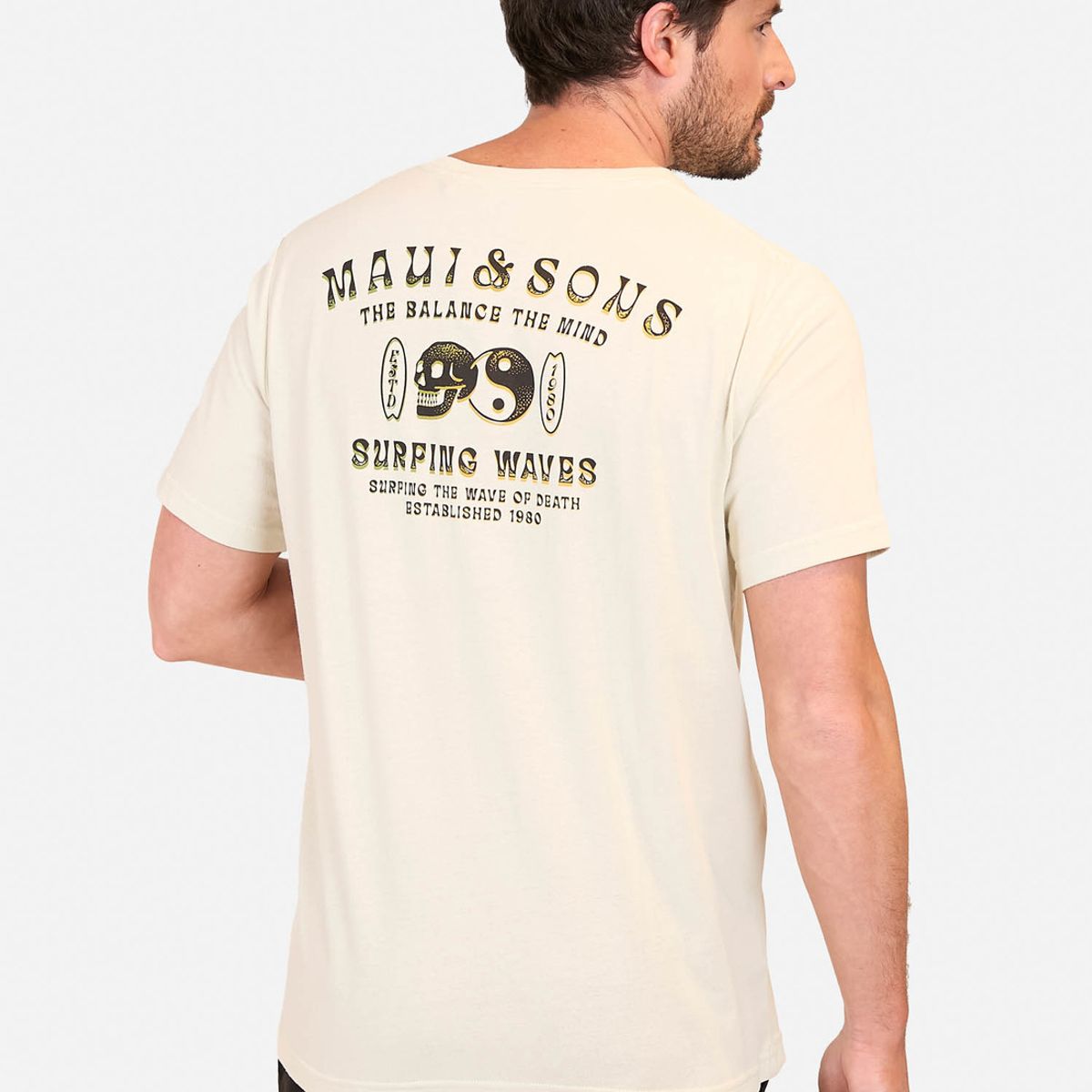 MAUI AND SONS - Polera MC Surfing Waves Tees Beige Hombre Maui And Sons_.