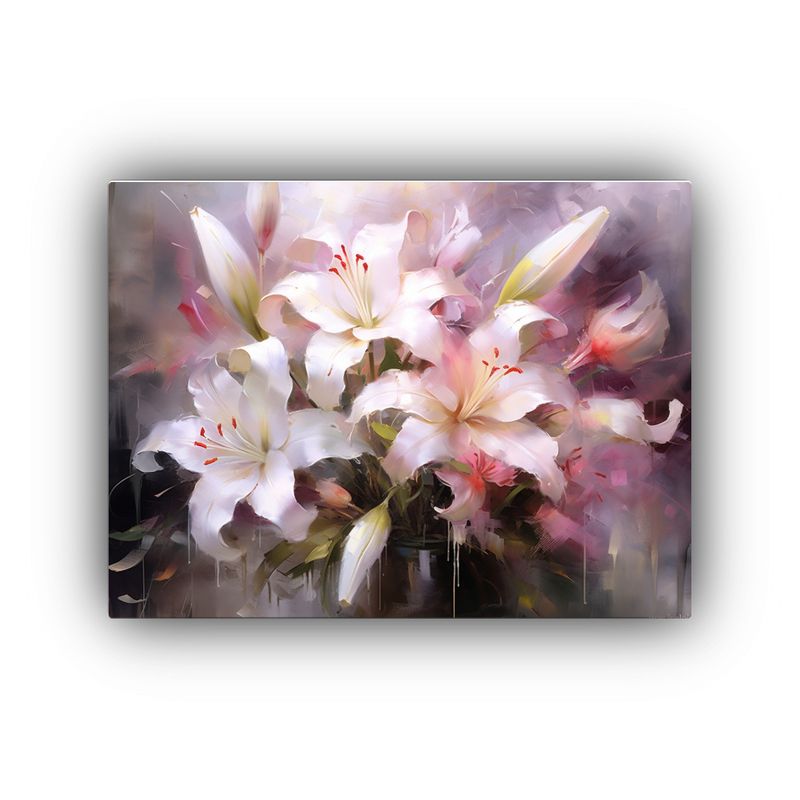 GENERICO - Cuadros Decorativos Vintage De Canva Con Lirios Blancos Y Ro 120x80cm