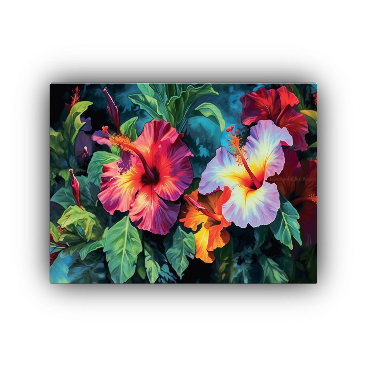 GENERICO - Pintura De Hibisco En Floración En El Medio Ambiente Digita 120x80cm