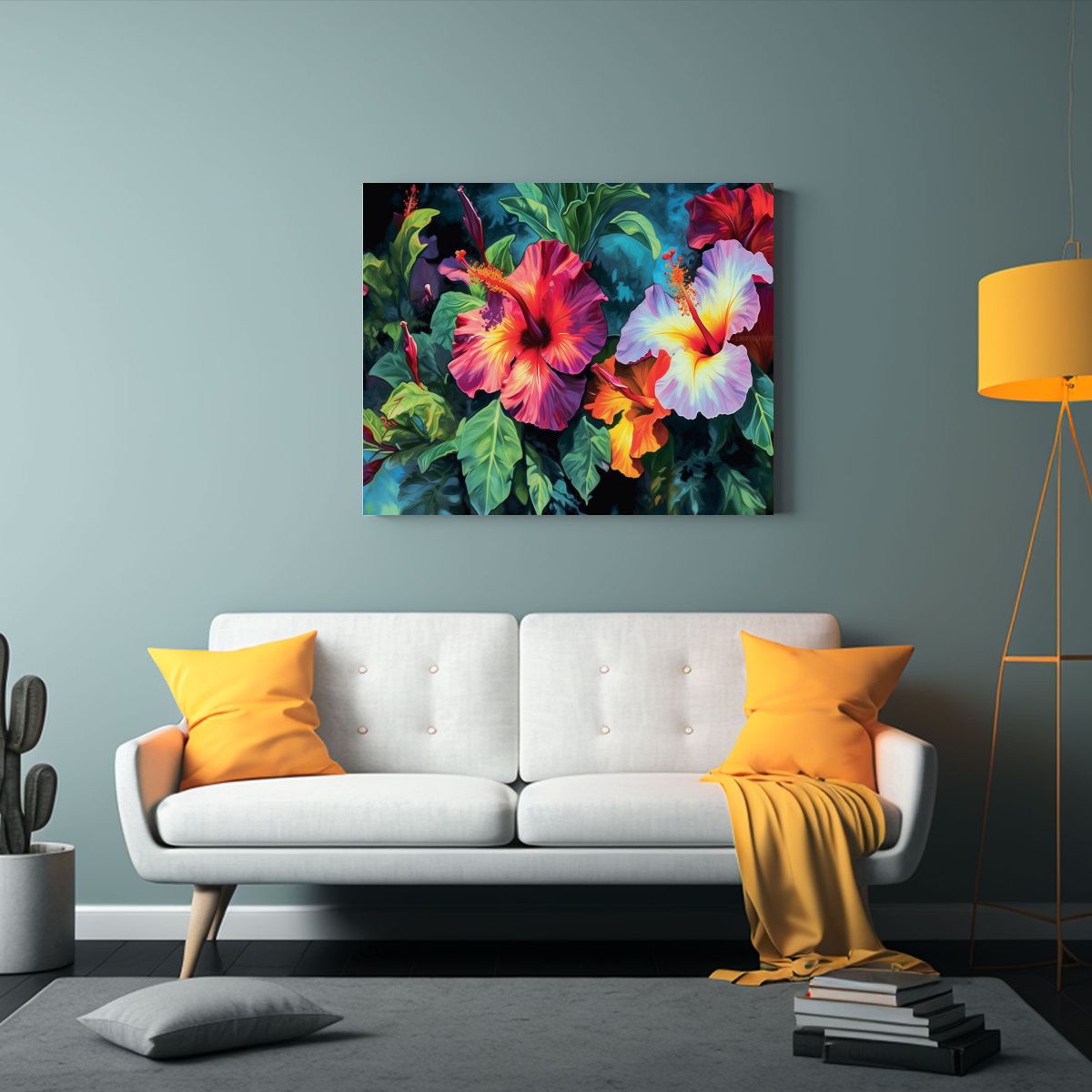 GENERICO - Pintura De Hibisco En Floración En El Medio Ambiente Digita 120x80cm