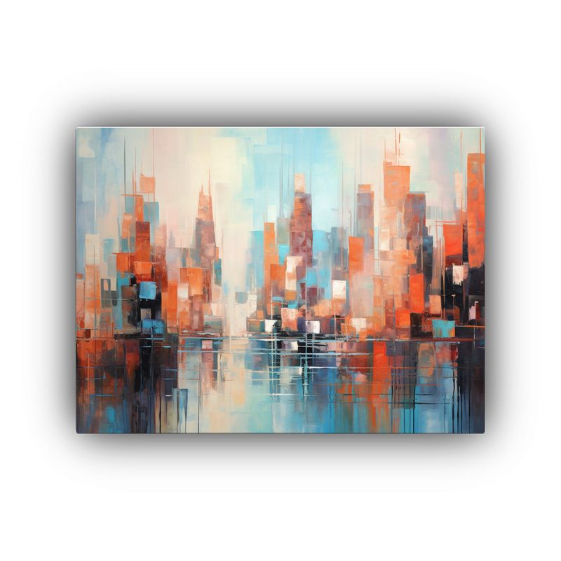 GENERICO - Pintura Acrílica Abstracta De Ciudad Surrealista 120x80cm