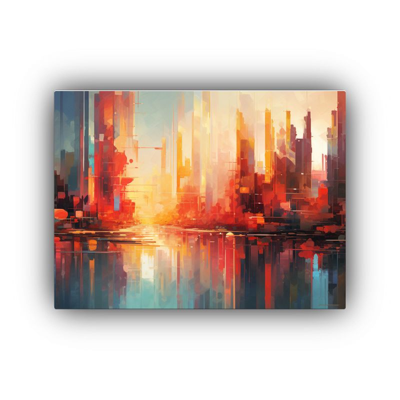 GENERICO - Pintura Acuarela Abstracta De Ciudad Para Decoración De Int 120x80cm