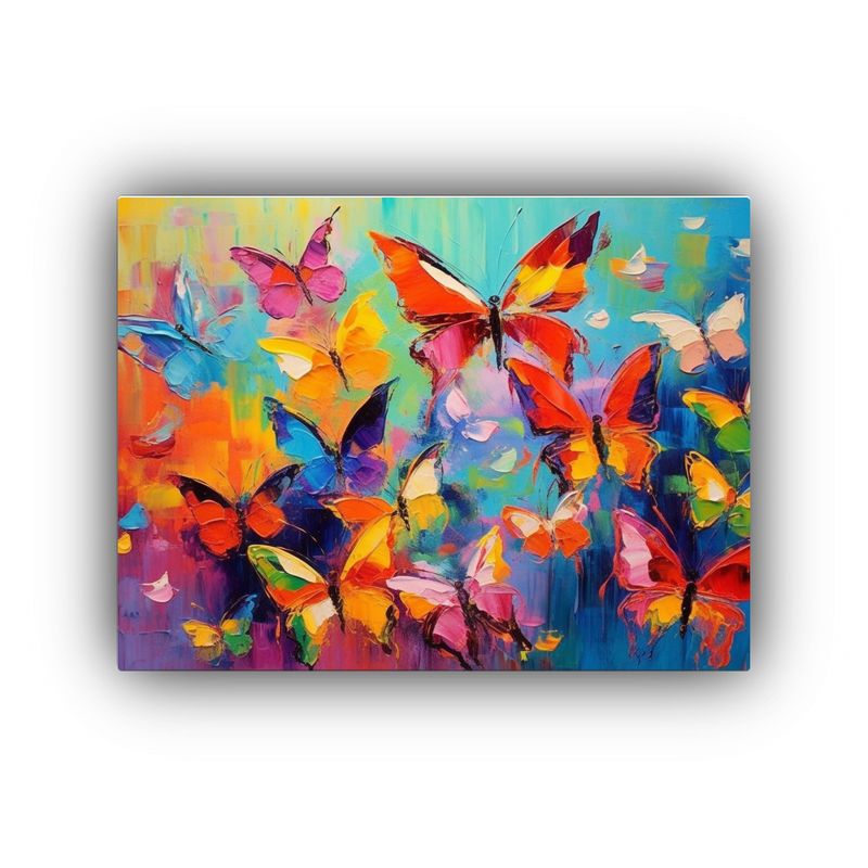 GENERICO - Pintura De Mariposas Con Fondo Colorido Para Decorar Habitac 120x80cm