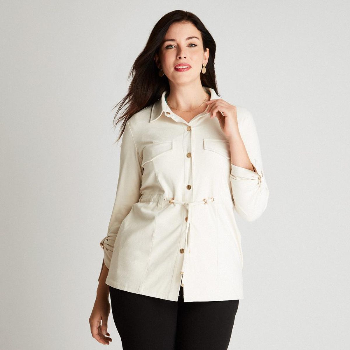 LORENZO DI PONTTI - Chaqueta Bonded Arena Manga Larga Cuello Camisero LORENZO DI PONTTI