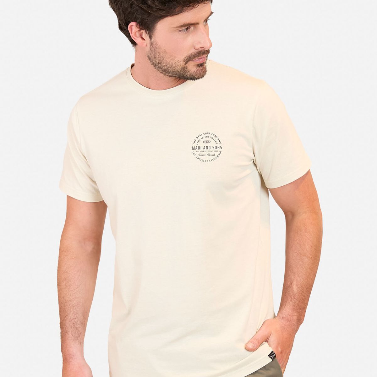 MAUI AND SONS - Polera MC Live In The Valley Beige Hombre Maui And Sons