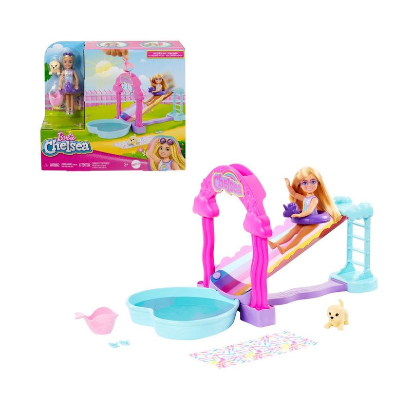 BARBIE - Barbie Set de Juego Chelsea Resbaladilla de Agua - Azul