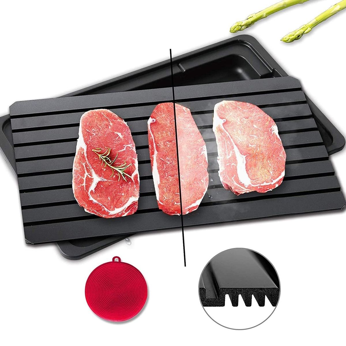 IMPORTCLICK - Bandeja Descongeladora Rápida Carne Tabla Aluminio - Negro