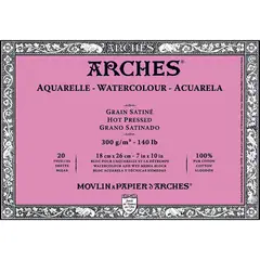 ARCHES - Block Papel Acuarela 300gr Grano Satinado 18x26cm