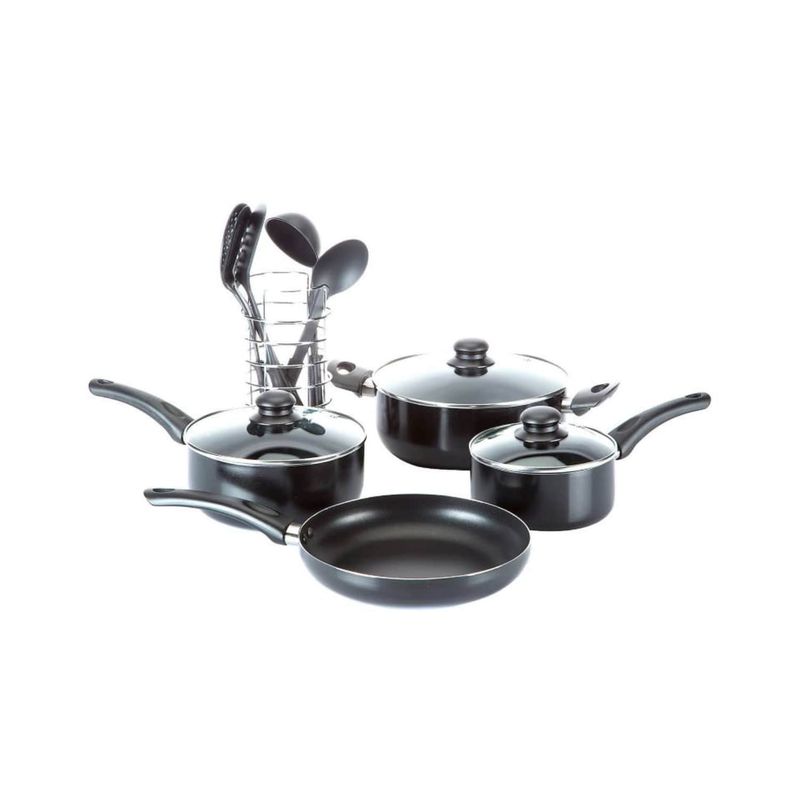 IMPORTCLICK - Juego Batería Cocina 13 Piezas Recubrimiento Antiadherente Negro - Negro