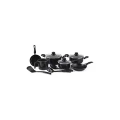 IMPORTCLICK - Juego Batería Cocina 12 Piezas Recubrimiento Antiadherente Negro - Negro