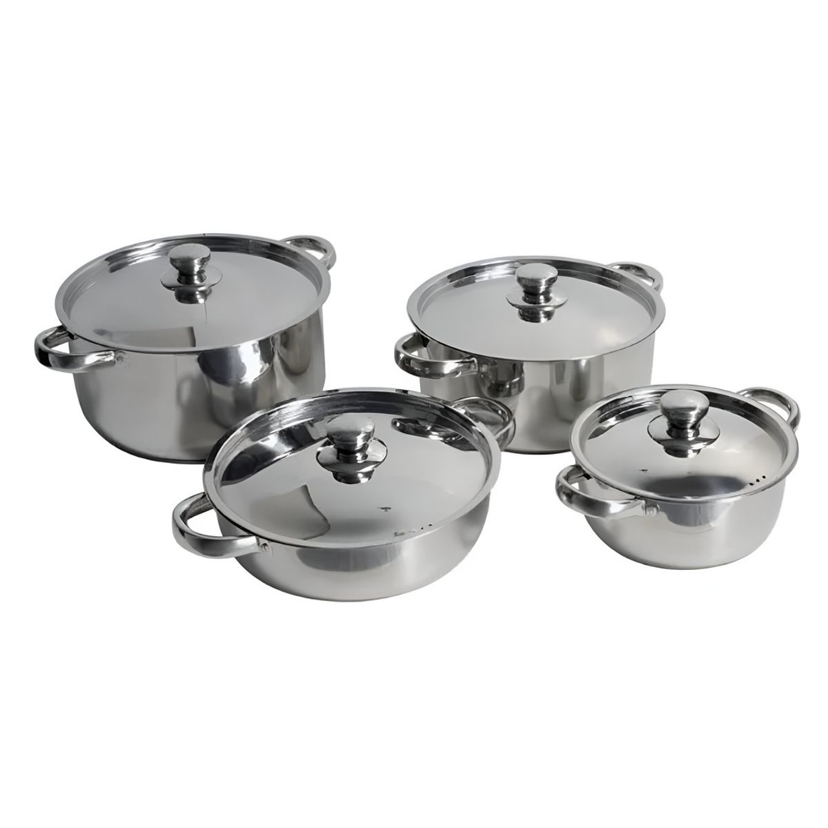 IMPORTCLICK - Juego Batería 8 Piezas Olla Cocina Acero inoxidable - Plateado