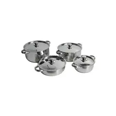 IMPORTCLICK - Juego Batería 8 Piezas Olla Cocina Acero inoxidable - Plateado