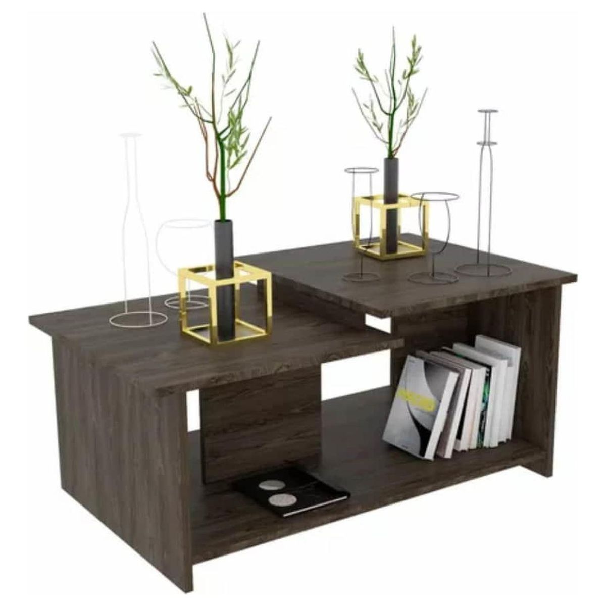 IMPORTCLICK - Mesa Centro Melamina Café 41x89x53 CM - Café