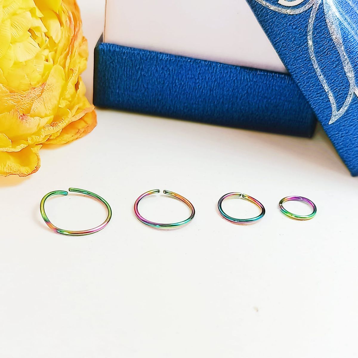 ELBAULDEJUMA - Set 4 Piercing multi color ideal septum Aros Nostril Daith Tragus Pack.-