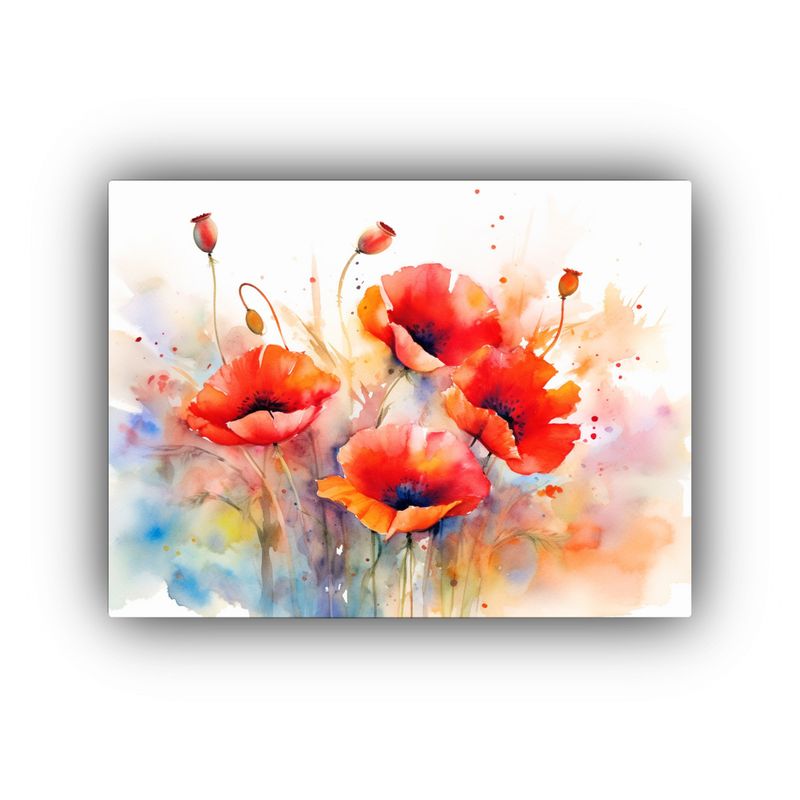GENERICO - Cuadro Decorativo Moderno Con Flores Rojas De Amapola Movié 120x80cm