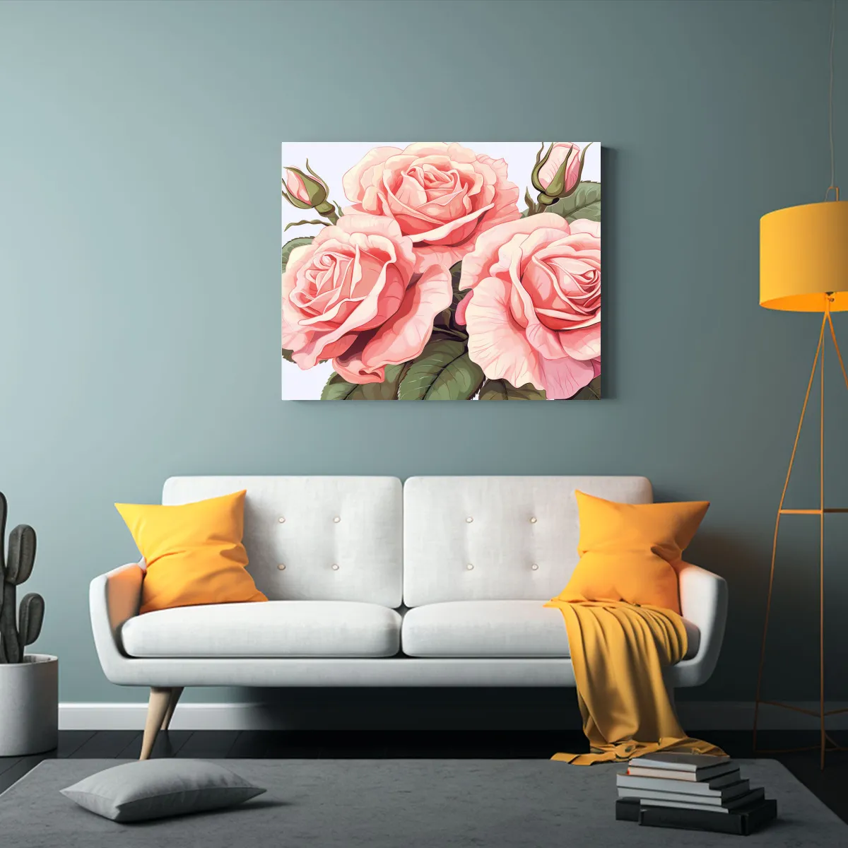 GENERICO - Arte Pared Movimiento Armonia Rosas Cuadro Rosa Pálido Muy  120x80cm