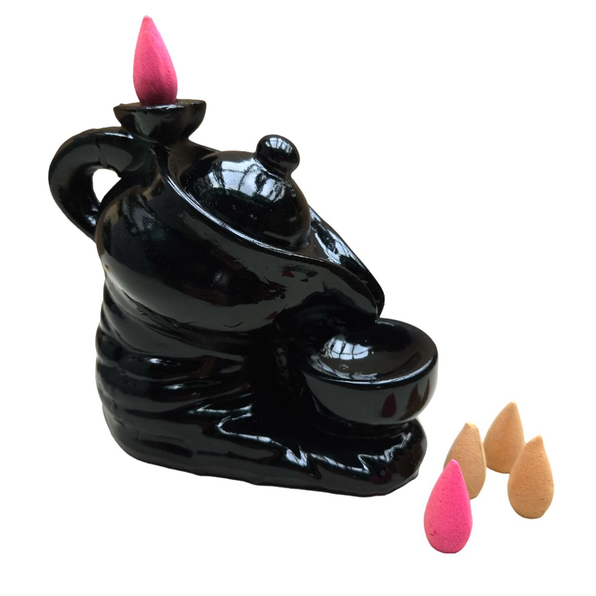 GENERICO - Tetera de Incienso tipo cascada + 20 Inciensos forma cono