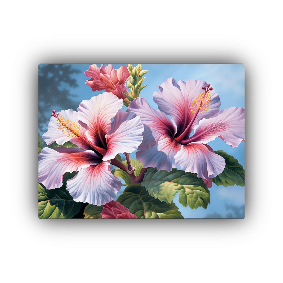 GENERICO - Cuadro Cuadro Mural Hibiscos Hiperrealistas En Jardín De Fl 120x80cm