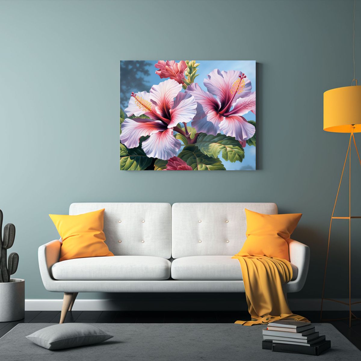 GENERICO - Cuadro Cuadro Mural Hibiscos Hiperrealistas En Jardín De Fl 120x80cm