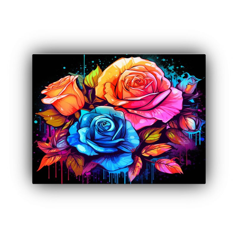 GENERICO - Cuadro Lineal Colorido De Flores En Esténcil Para Decoraci 120x80cm
