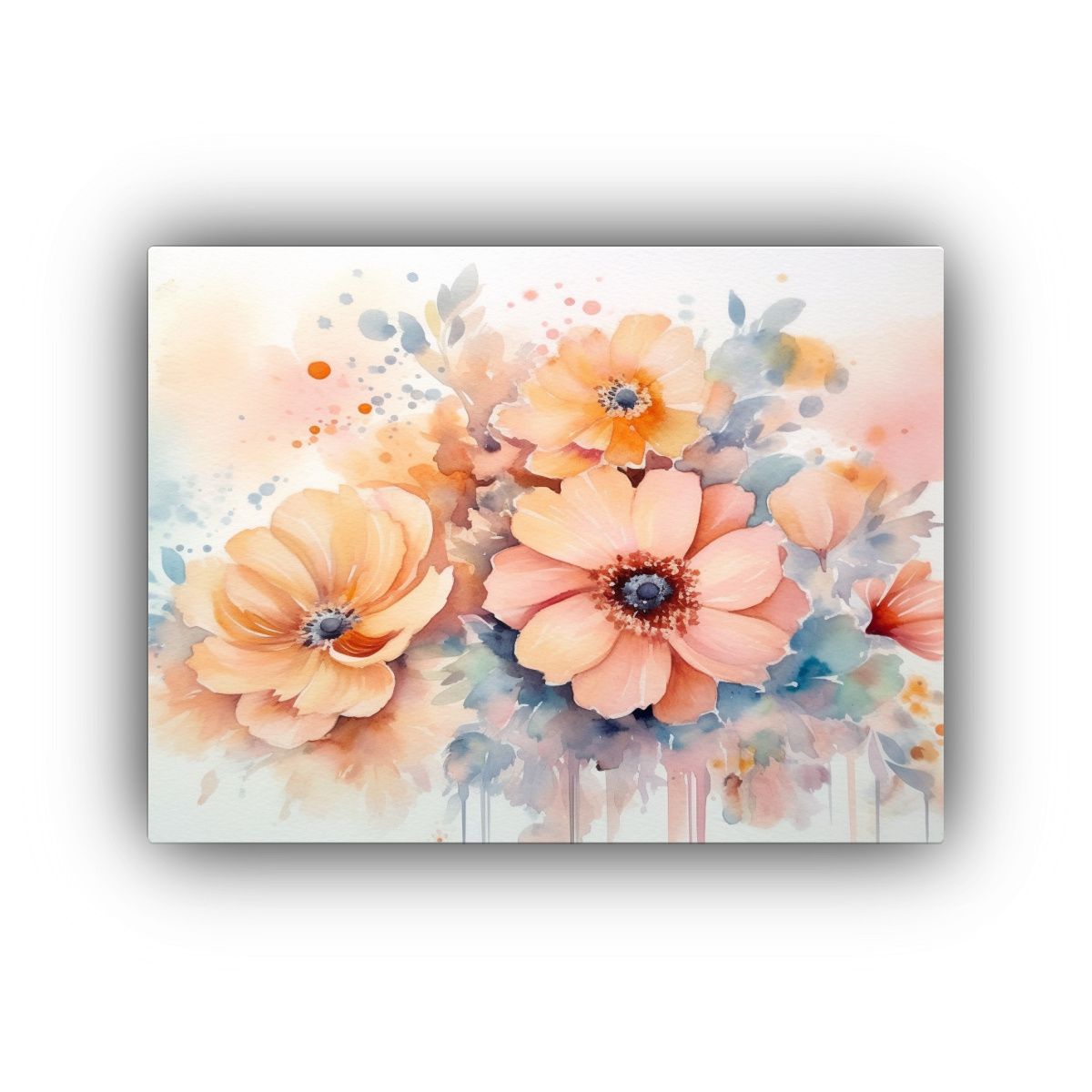 GENERICO - Pintura Decorativa De Flores En Acuarela Rosa Con Fondo Clar 120x80cm