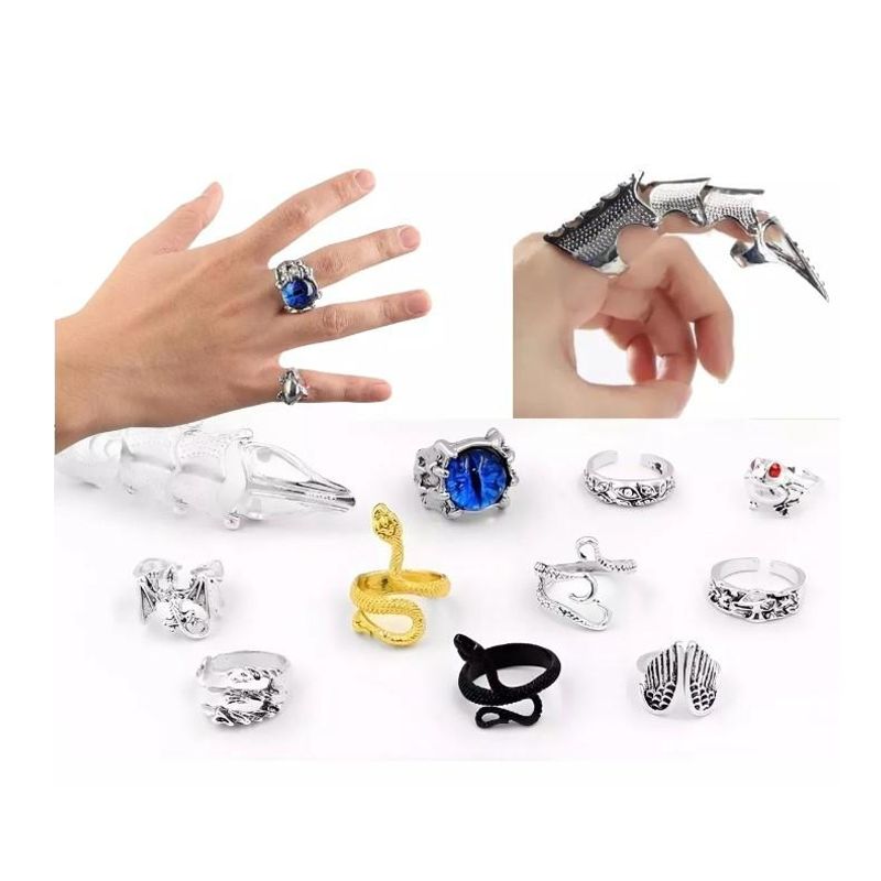 GENERICO - Anillos Góticos Ajustables de Acero con Diseños Únicos