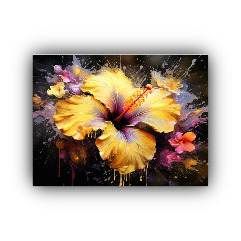 GENERICO - Pintura Luminosa Hibiscus En Estilo Acuarela Amarillo Oscuro 120x80cm