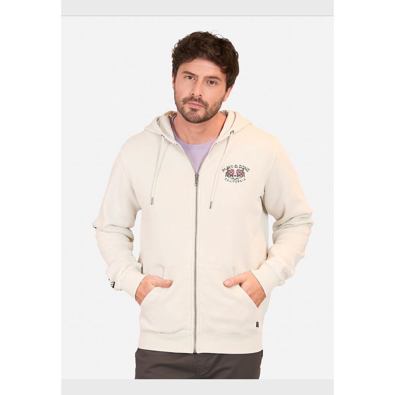 MAUI AND SONS - Poleron Skull With Flowers Hoodies Beige Hombre Maui And Sons