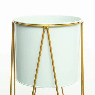 Imagen 2 del producto Porta Macetero Pedestal Maceta Plantas Blanco Dorado Mediano