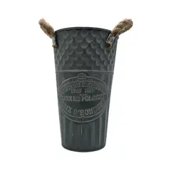 GENERICO - Macetero Balde Metalico Decorativo Vintage Desgastado Verd S.