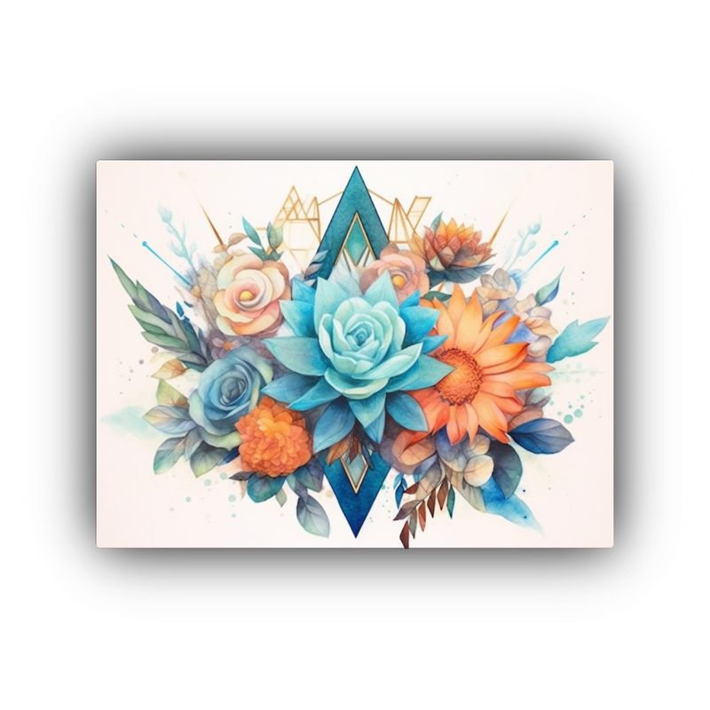 GENERICO - Lienzo De Tela Inspirador Con Turquesa Y Flores Estilo Suroe 120x80cm