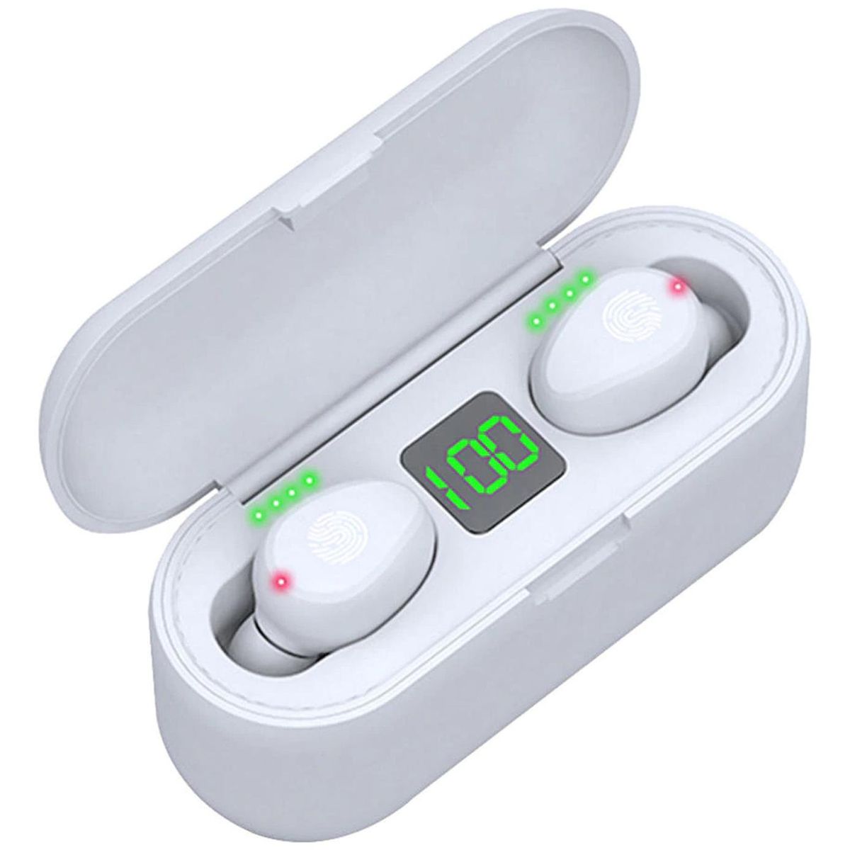 IMPORTCLICK - Audífonos Inalámbricos Bluetooth Magnético Indicador Blanco - Blanco