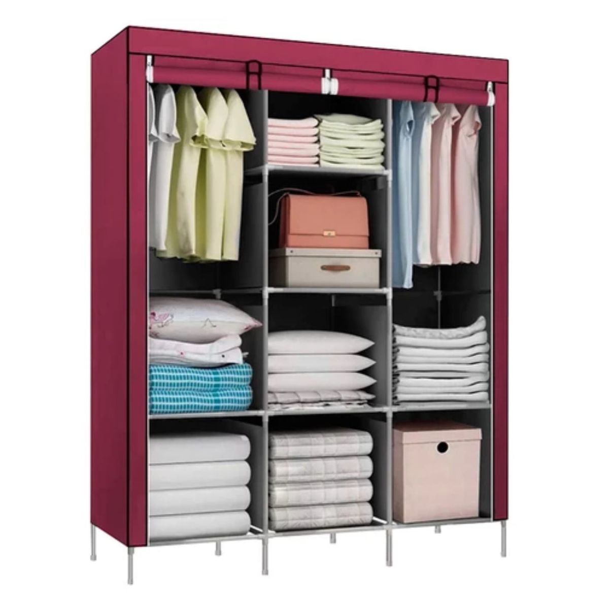 IMPORTCLICK - Closet Organizador Armable de Tela Red Wine 3 Cuerpos