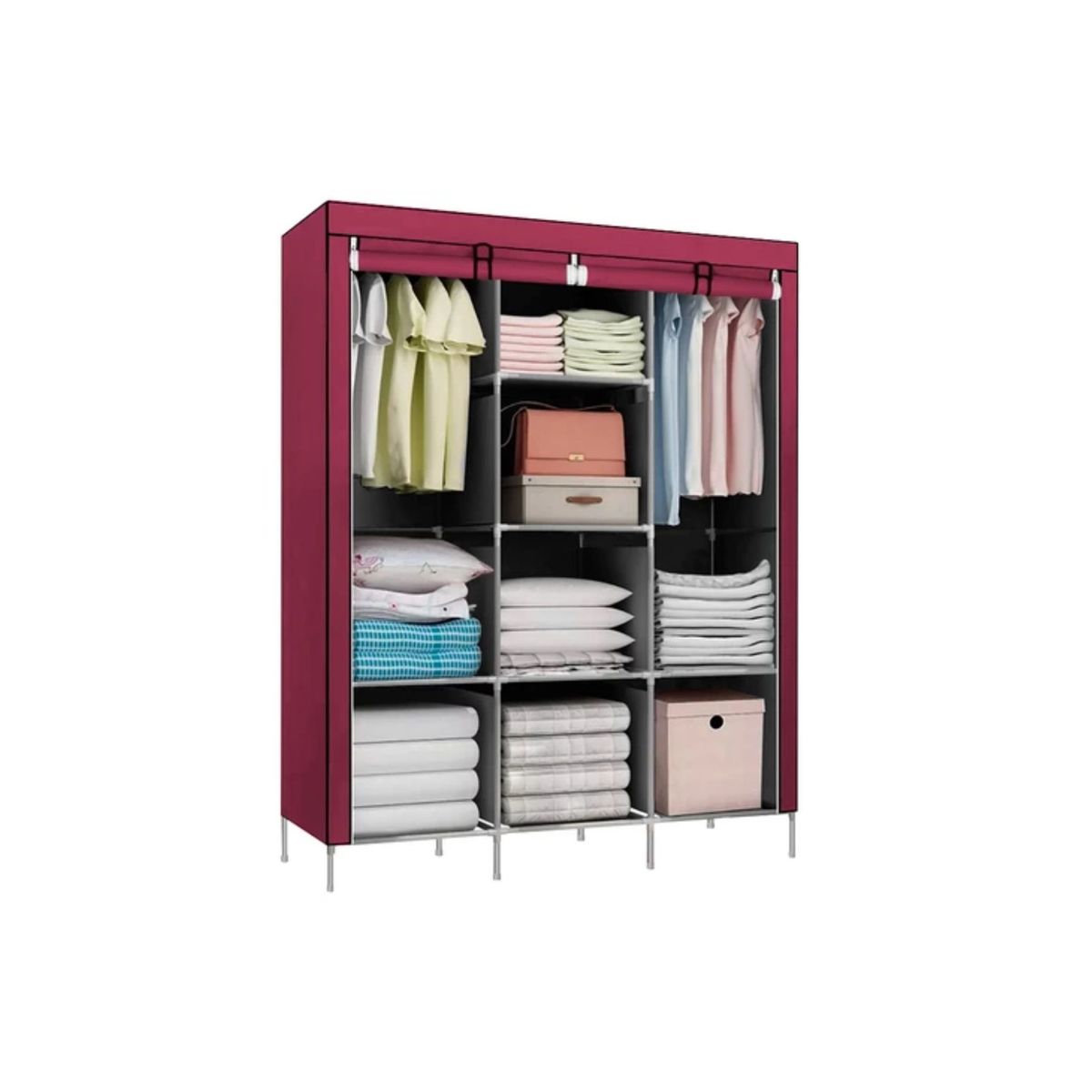 IMPORTCLICK - Closet Organizador Armable de Tela Red Wine 3 Cuerpos